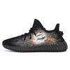 Originale Yeezy Boost 350 V2 Ink Wash Pantofi de Toamnă, Pantofi Casual cu Șireturi Joase Desenați Manual Unisex Negru HQ4540(Echipa415- )