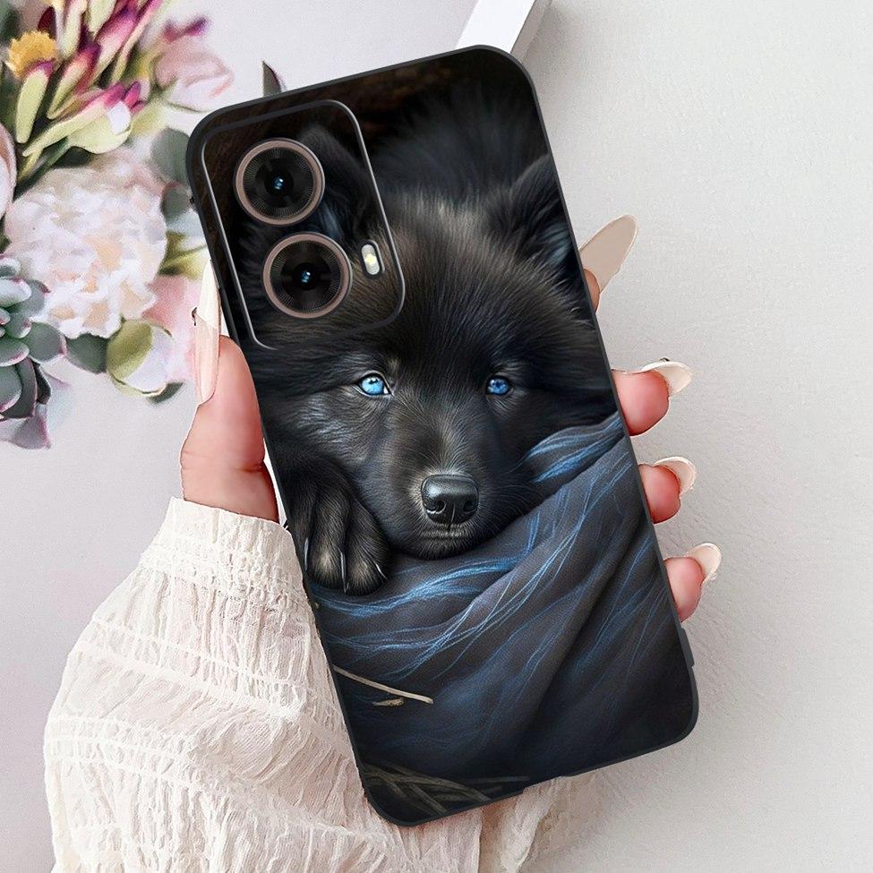For Motorola Moto G85 Case Silicone Cute Cat Fashion Flowers Painted Back Cover For Motorola G85 Moto G85 Phone Case XT2427-3