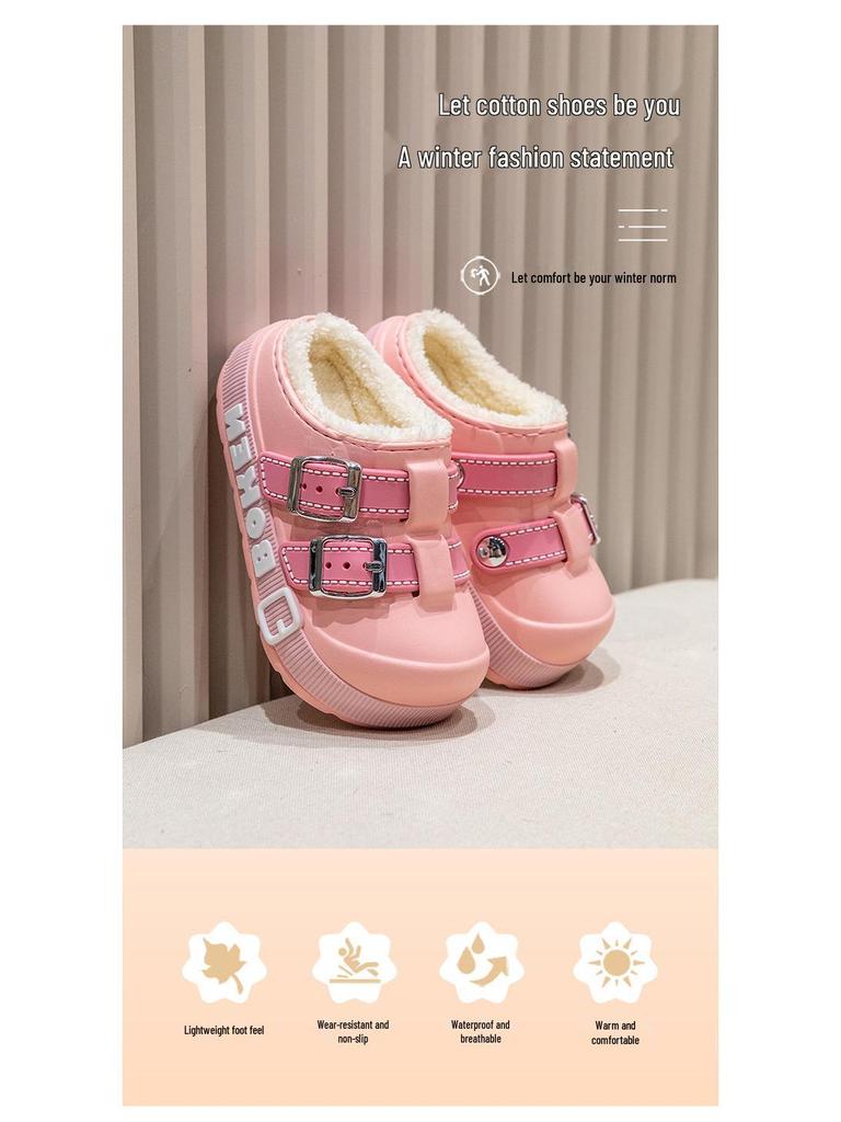 EVA Kids' Waterproof Cotton Slippers - Warm, Retro, Indoor/Outdoor Wear