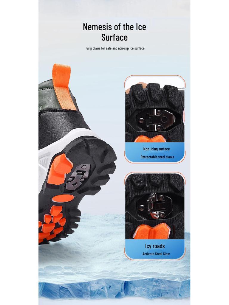 Children's Thickened High-Top Snow Boots for Boys - Warm, Cotton Lined, Cold-Proof Winter Shoes.