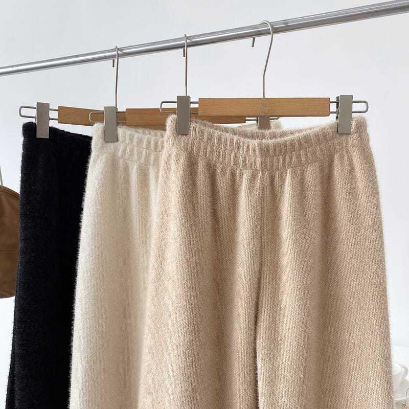 Nové zimní tlusté vintage elastické kalhoty v pase rovné dámské All Match norkový samet Tenké široké nohavice volné kalhoty ženy ležérní oblečení