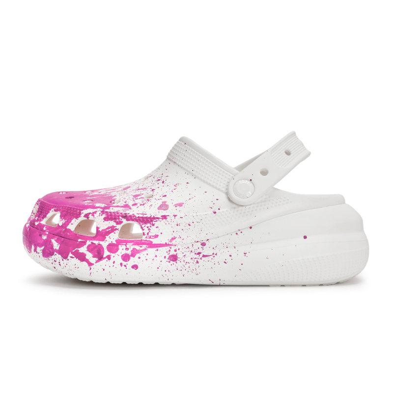 Crocs Crush Clog 811 Manufacturing Chance Encounter Scene Fluid Splash Ink Gift Box Hole Shoes Same for Men and Women White Pink