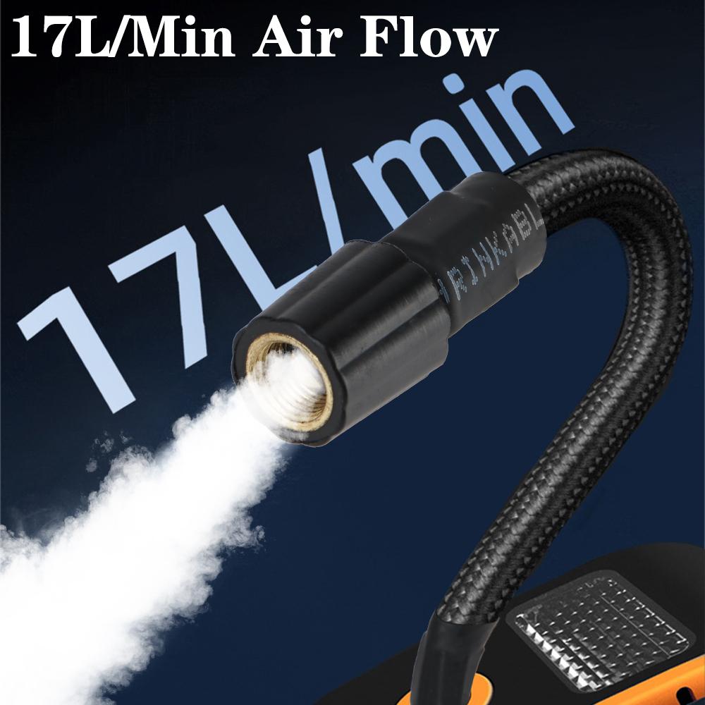 Wireless Portable Tire Pressure Gauge Portable Inflator With LED Light 17L/min Air Compressor Digital LCD Display Tire Air Pump