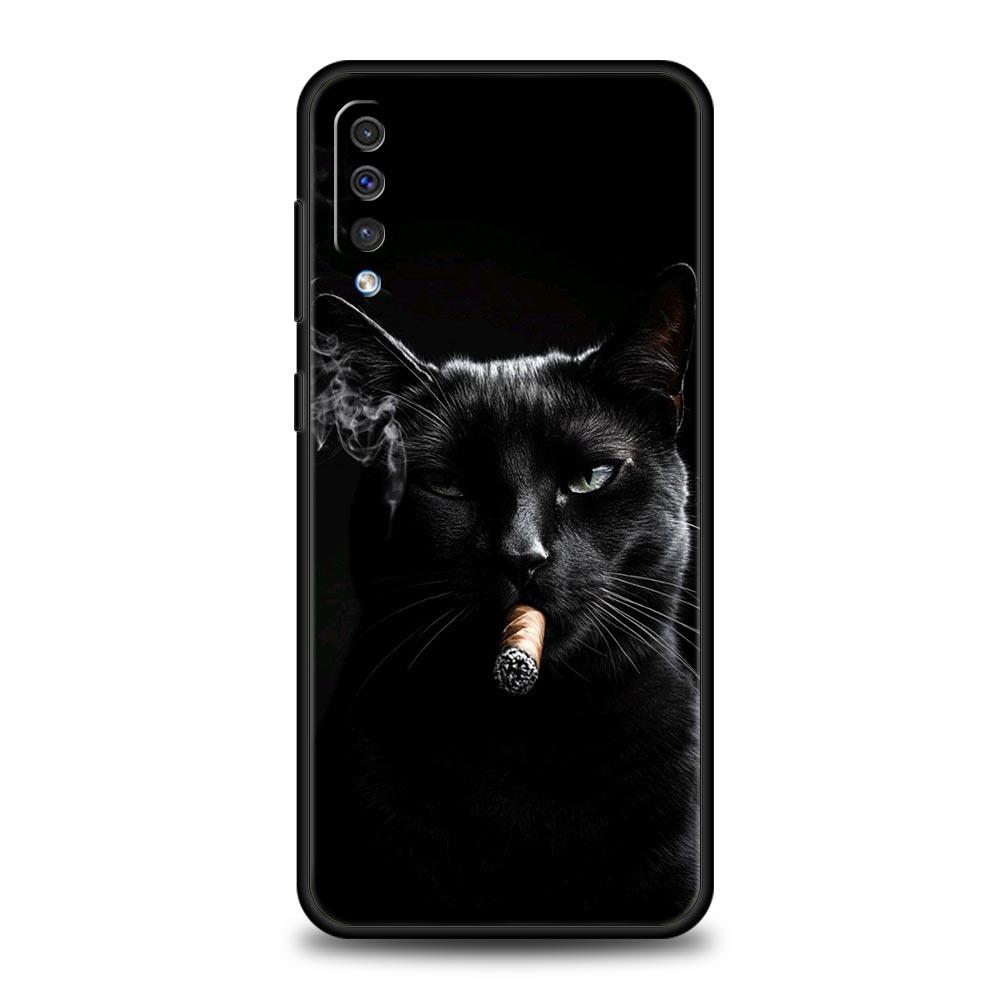 

Fashion Kitten Smoking Pattern Phone Case for Samsung Galaxy A56 A36 A26 A16 A34 A24 A42 A22 A20 A12 A40 A30 A10 Soft TPU Cover Samsung A24 4G