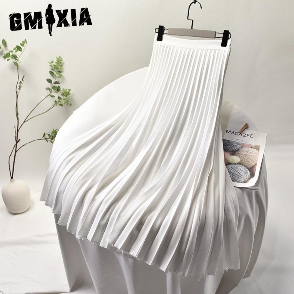 

GMXIA Женская Модная Повседневная Однотонная Юбка с Принтом на Лето Весну M белый