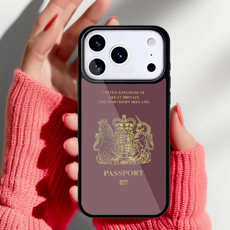 United Kingdom British Passport Phone Case for iPhone 17 Air 16e 15 14 13 Pro Max Back Cover for 12 11 Pro Coque