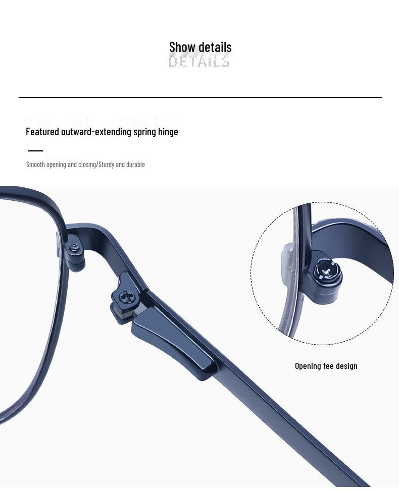 Fashionable High-End Men's Full-Rim Lightweight Metal Glasses with Prescription Lenses for Myopia