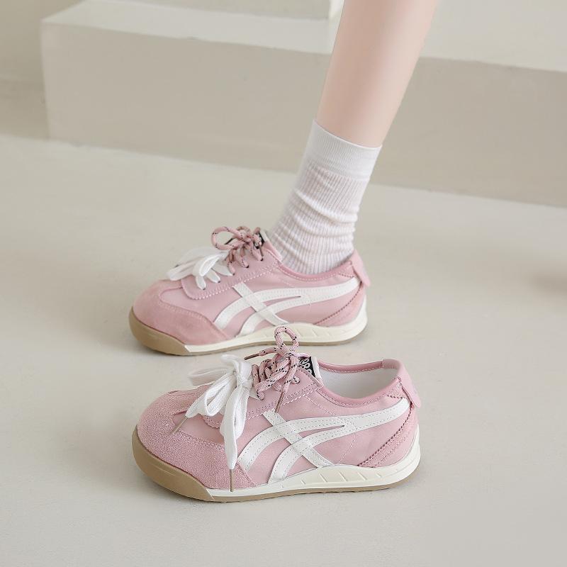 Pink heightened platform German training shoes women's 2025 new pair of shoelaces soft sole sports and leisure shoes fashion Forrest Gump shoes