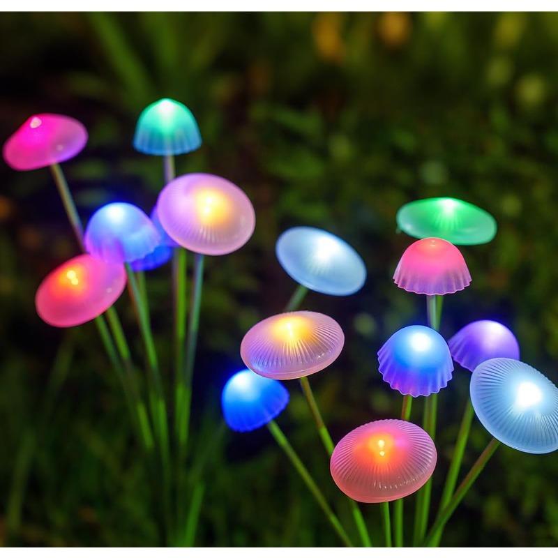 6LED/8LED/10LED Solar Mushroom Lights Outdoor Waterproof Garden Decor, 4-Color Landscape Lighting for Patio Lawn, Starlight Bulbs Ideal Gift