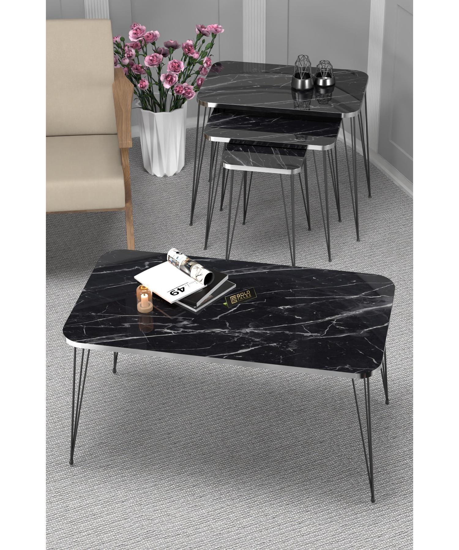 

Nesting Table Cr And Center Table Kr Set Silver Bendir Wire Leg Black