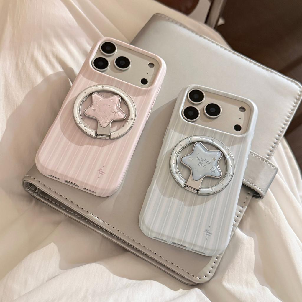 Magnetic Suction Bracket Is Suitable for Iphone17pm Mobile Phone Case Apple 16 Soft Film 13 Stars Striped 17 Korean Matte
