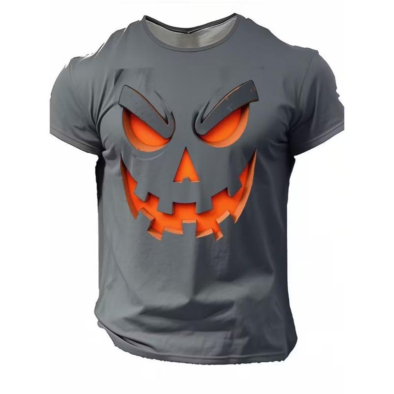 Fashion Halloween Men's T-shirts Clothing Crew Neck Short-sleeved Tee Funny Pumpkin 3D Printed Short Sleeve T-shirt For Men