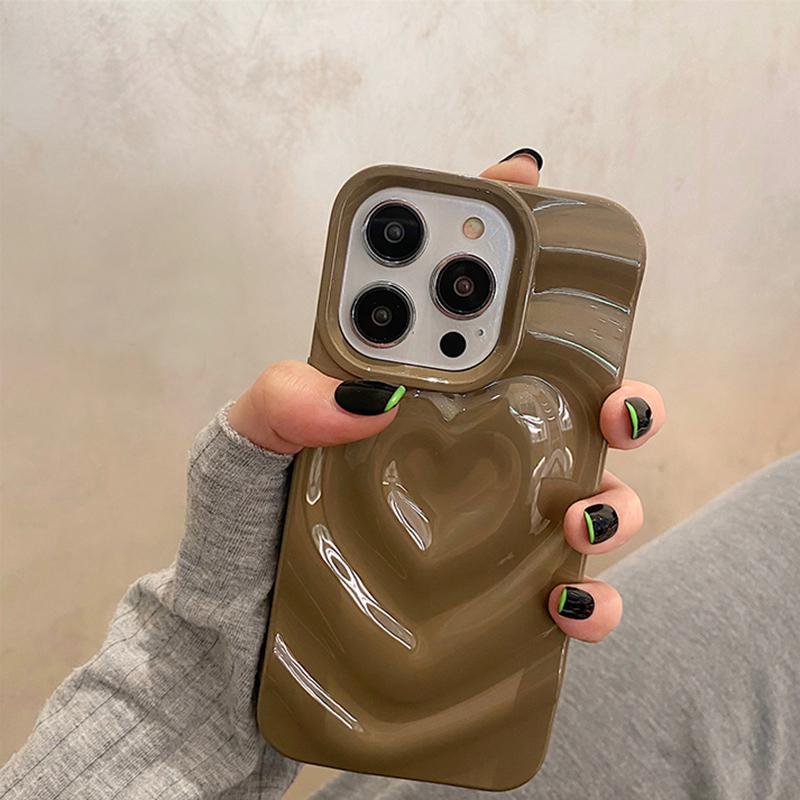 Etui na telefon 3D plisowane z uroczym sercem miłości Dla iPhone 15 14 13 11 12 Pro Max Metaliczna farba Składane Miękkie silikonowe Etui na telefon Nakładka Capa