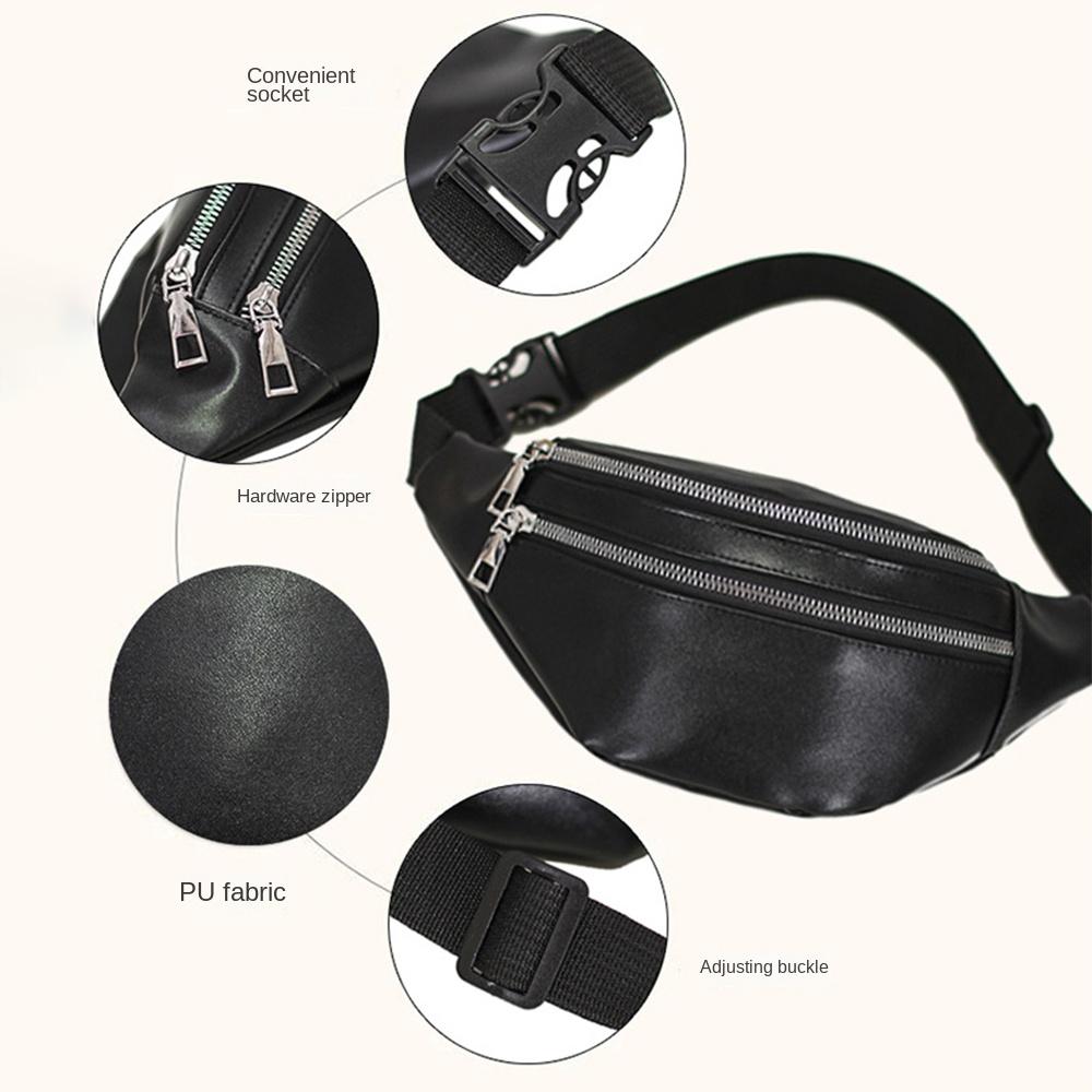 Portable PU Leather Waist Bag Multifunctional Waterproof Fanny Pack Luxury Large Capacity Crossbody Chest Bags Travel