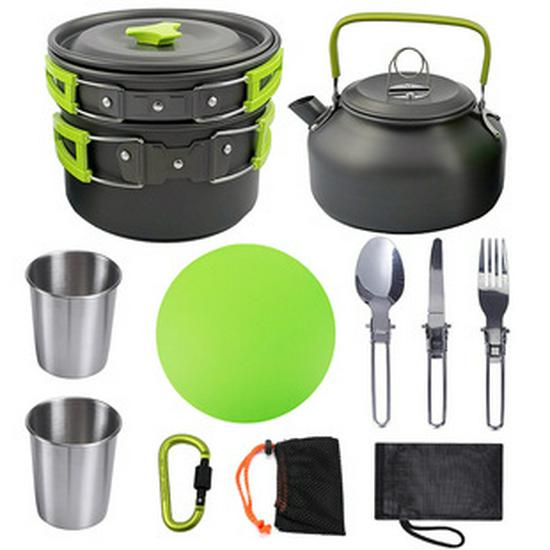 Outdoor Camping Cookware Set: Portable 1-2 Person Picnic Stove & Foldable Cookware