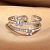 2026 French Light Luxury Butterfly Temperament Flower Ring Female Fairy Mori Student Double-layer Micro-inlaid Zircon Open Index Finger Ring