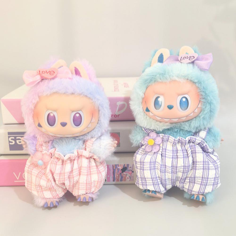 For 17cm Labubu Doll Clothes Fashion Clothes Overalls Jumpsuit Doll Clothes Color Match Hair Clip Dolls Accessories Cute Decoration Little Clothes