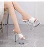 Fashion 17CM High Heels Transparent Crystal Wedding Shoes Platform Model Shoe Heel Design for Bridal Photoshoots and Stage Performances