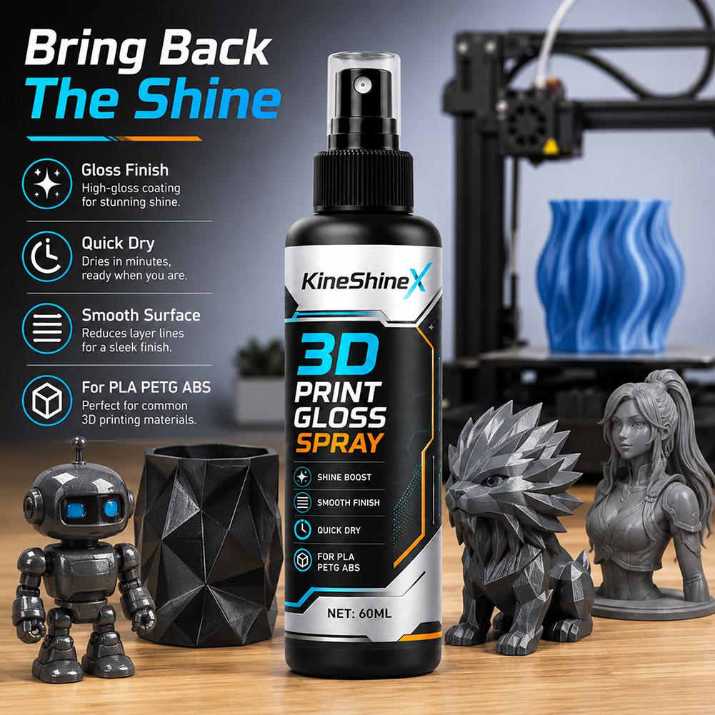60ML Lesklý sprej pro modely 3D tiskáren Rychleschnoucí Reduktor linek vrstvy Vysoce lesklý sprej pro tištěné modely Rychleschnoucí Redukovaná textura
