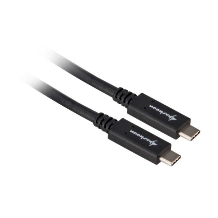 Câble USB 3.1 - SHARKOON - Type C Mâle - Noir - Transfert jusqu'à 10 Gbit/s - Génération 2