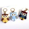Keychain Pendant Cartoon Owl Charm Card Holder Faux Leather Access Card Case Decorative Keychain
