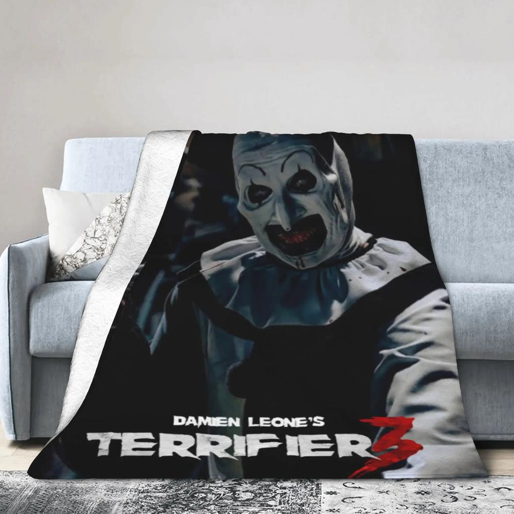Terrifier  Horror Film Warm Plush Throw Blanket for Kids and Adults Soft Flannel Bedspread for Sofa Bed Living Room Decor