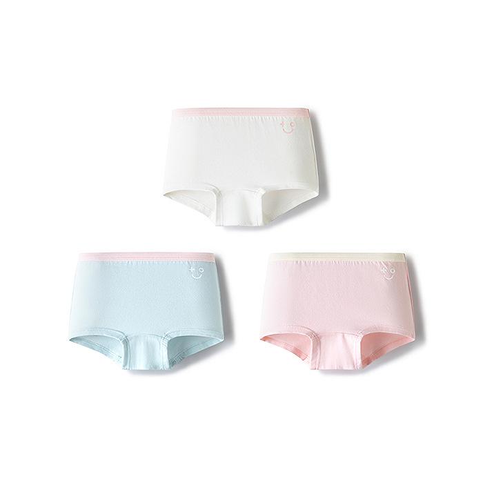Balabala Girls' Cotton Boxer Shorts - 3-Pack, No-Wedgie, Skin-Friendly, Small to Large Sizes