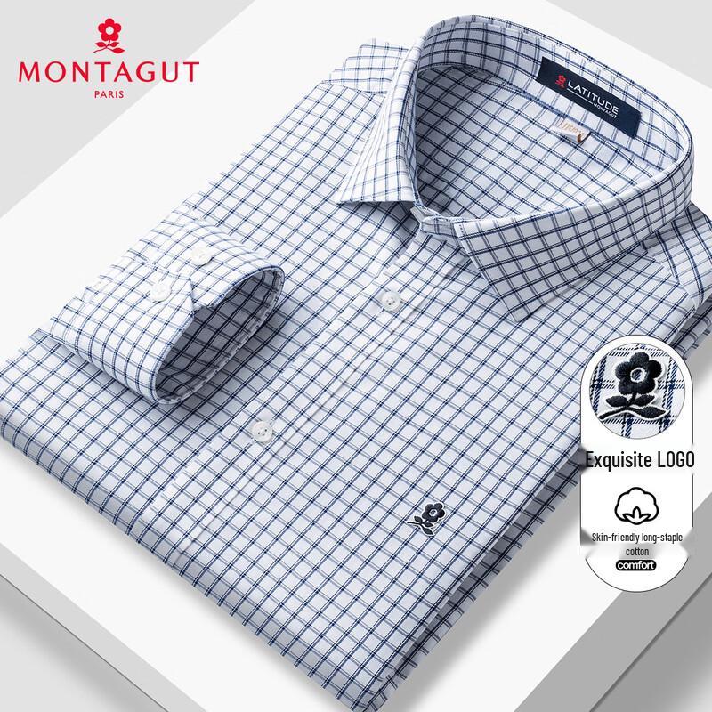 MONTAGUT Men s Easy-Care Plaid Long-Sleeve Casual Shirt 43