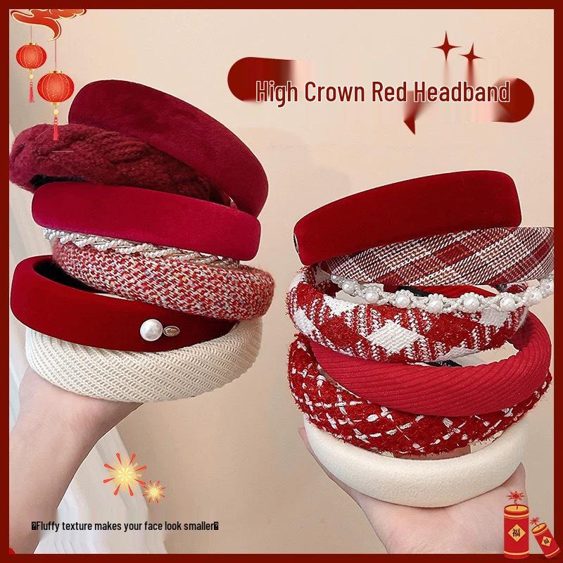 Red Polka Dot Angora Headband: Versatile Women's Hair Accessory for Autumn/Winter