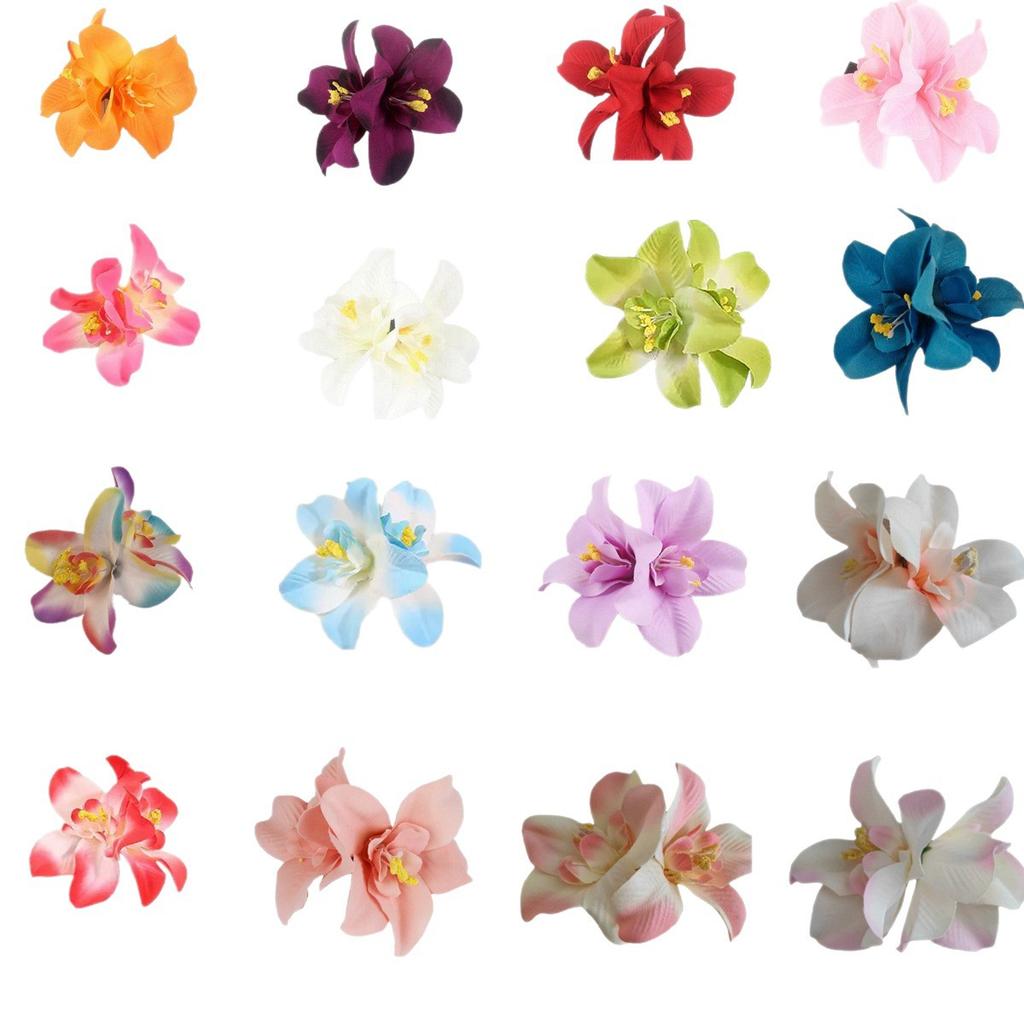 Double Flower Orchid Hair Clip Big Chiffon Artificial Flower Hair Clip Beach Wedding Party Flower Hair Accessories for Women