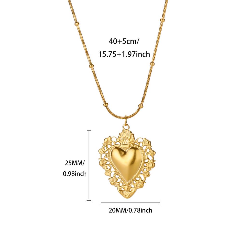 Stainless Steel Bohemian Heart Pendant Neckalces For Women Gold Color Heart Neckalce Aesthetic Wedding Jewelry Wholesale