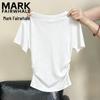 Mark Fairwhale Women's Square Neck Ruched Slim-Fit Short Sleeve T-Shirt