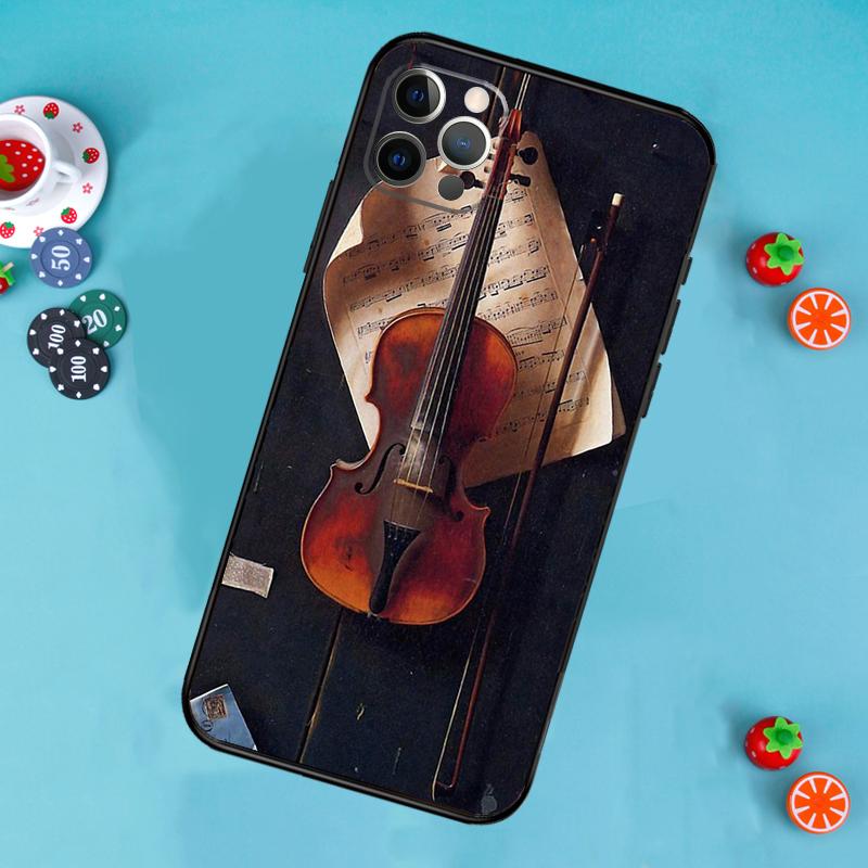 Music Violin Phone Case For iPhone 17 Air 14 16 15 11 12 13 Pro Max 12 13 Mini 15 16 Plus 16e Cover Funda