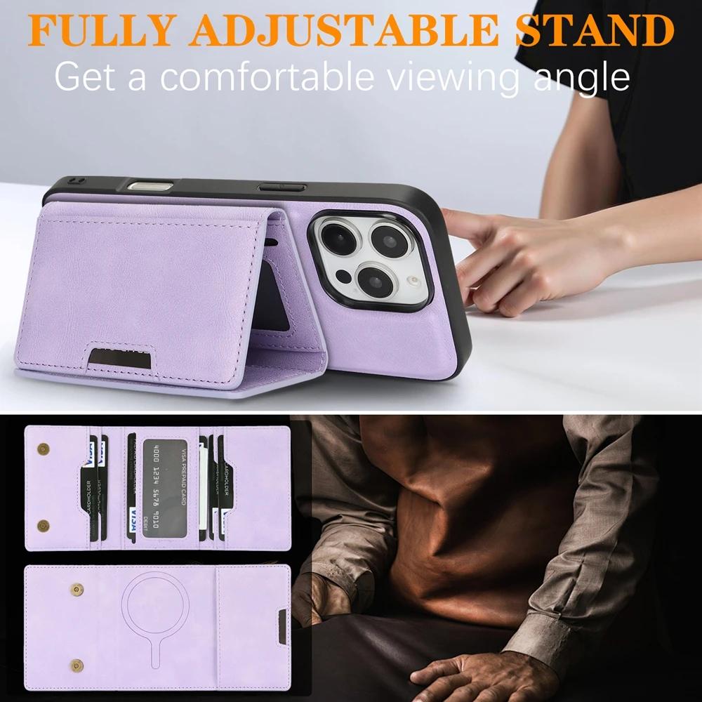2 in 1 Detachable Magsafe Case for IPhone 17 Air 16 Promax15 Plus 14 Pro 13 Pro Max 12 Magnetic 7 Card Slots Holder Phone Cover