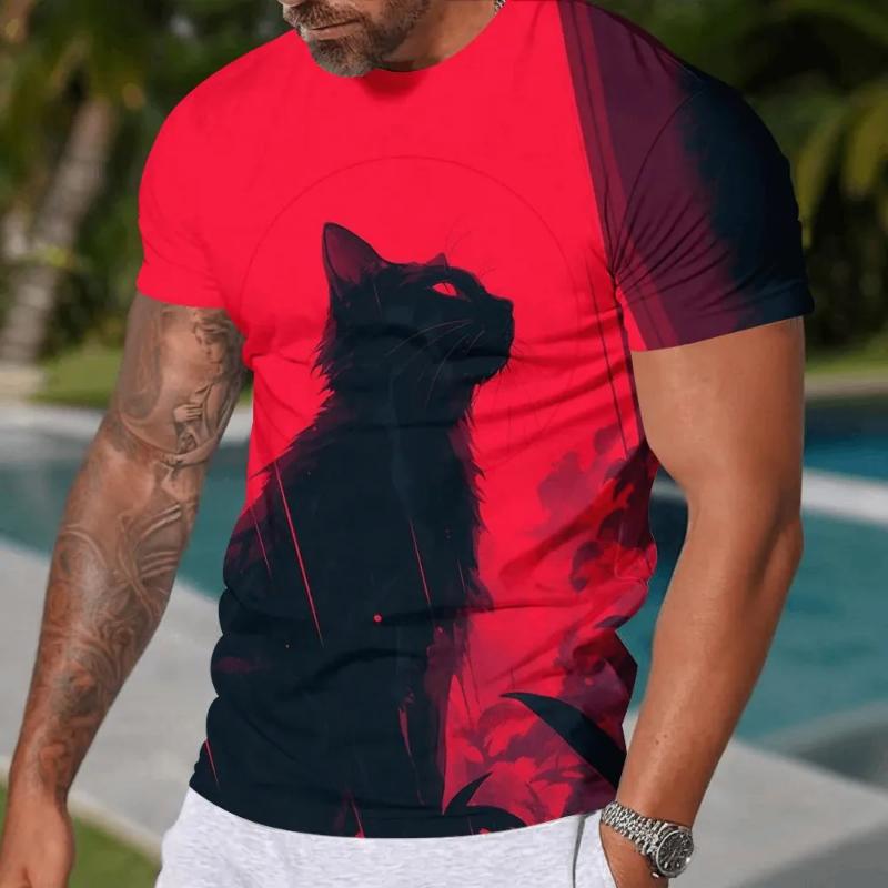 Moda Uomo Girocollo Manica Corta Stampa Colorata 3D Casual T-shirt Casual Manica Corta Girocollo