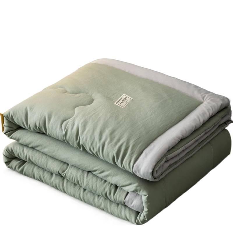 Juego de colcha de algodón lavado de verano - Juego de colcha refrescante de verano lavable a máquina - Juego de cuatro piezas para funda de colcha de aire acondicionado