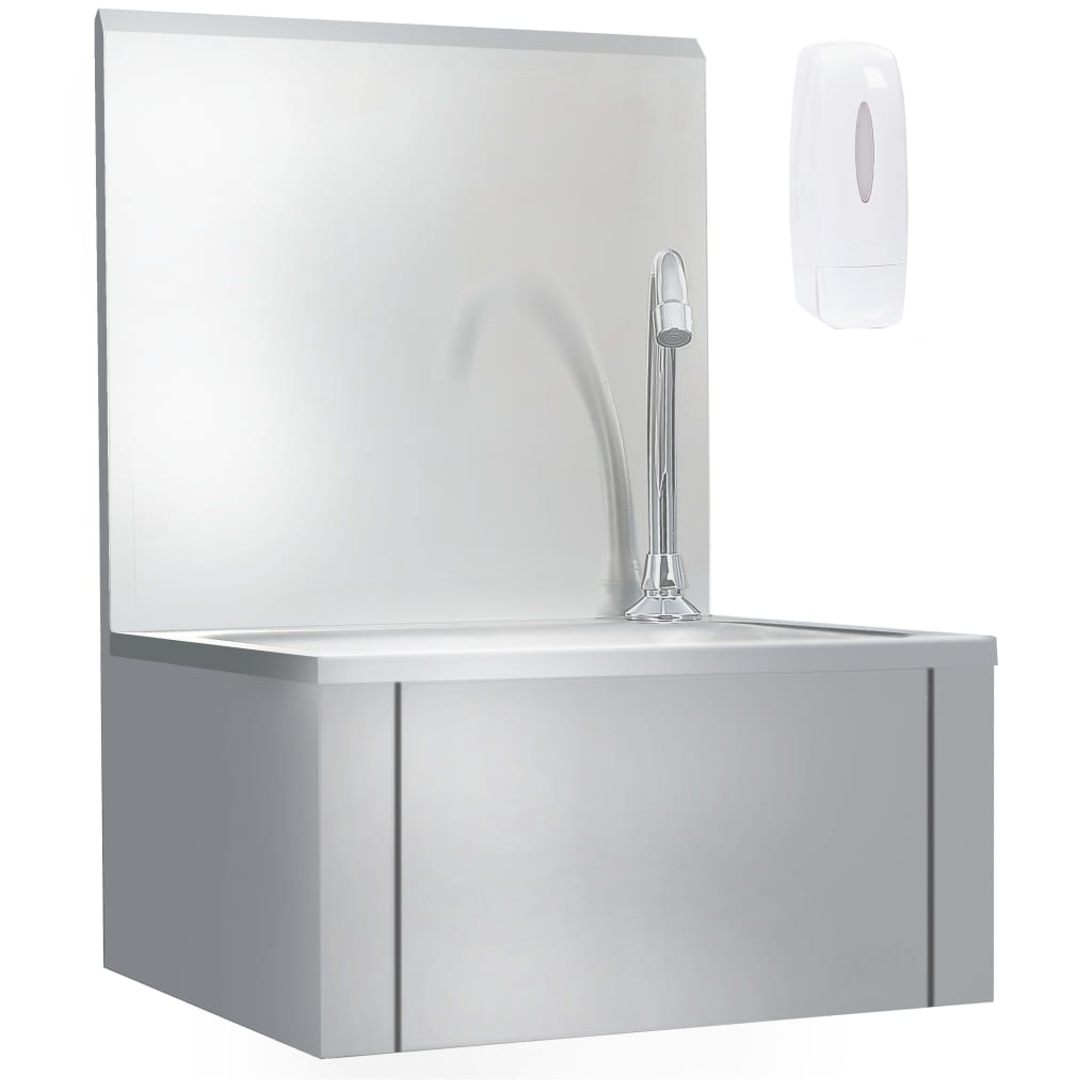 vidaXL Handwaschbecken mit Wasserhahn und Seifenspender Edelstahl silber