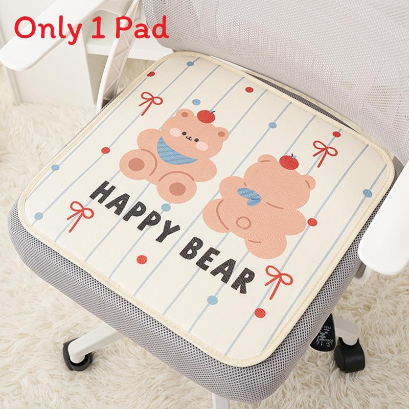 Cartoon Bear Cushion Cover With Breathable Summer Ice Silk For Office Chair And Car Seat Comfort