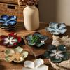 Retro Multi-color Ceramic Craft Dish Creative Decorative Flower Shaped Small Dish Dipping Sauce Dish Gifts