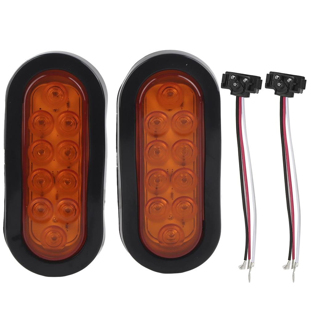 2pcs 10LED Side Marker Light 6in Oval IP67 Waterproof Tail Lamp Surface Mounted for Truck