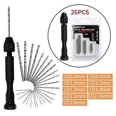 Set de găurit manual 0,3-3,4 MM 25 buc Kit de găurit Wenwan cu 26 de unelte hardware