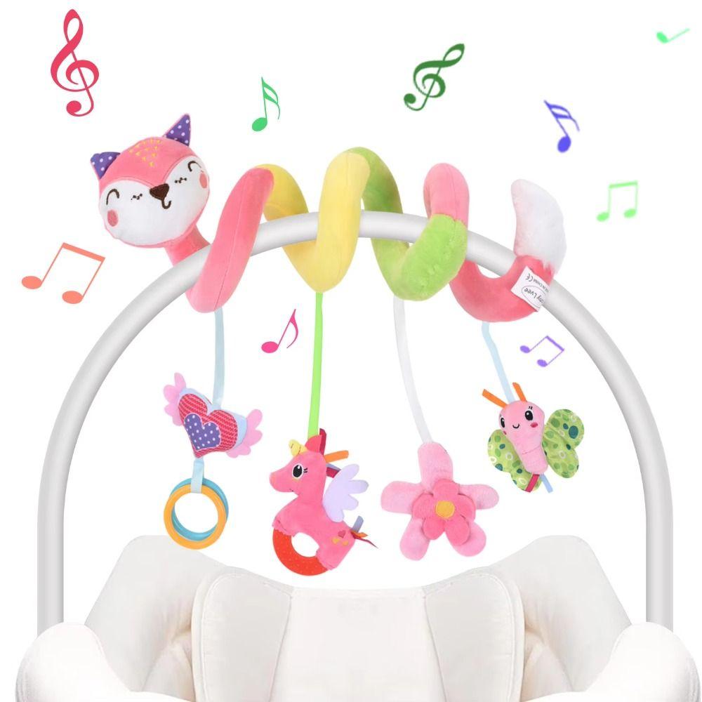 

Animal Rattles Baby Spiral Plush Hanging Toys Plush Stroller Sensory Toy Christmas Halloween розовый