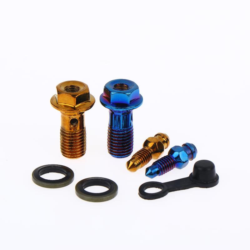 1 Conjunto de Acessórios para Motocicleta Parafuso de Sangria do Freio Parafuso Banjo M10*1.25Mm /1.0Mm Parafuso do Cilindro da Pinça de Freio para Liberação de Ar