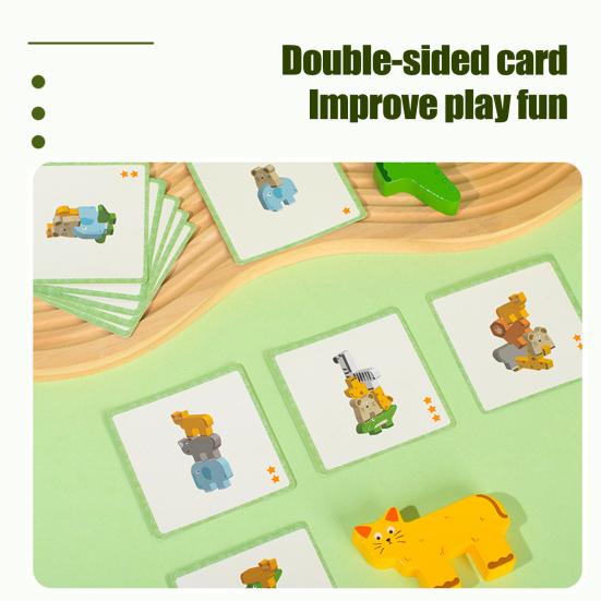 1 Set Wooden Block Matching Stacking Game Animal Mini Man Block Balance Game