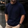 Men's Oversized Round Neck Logo T-Shirt - Solid Color, Drop Shoulder, Pure Cotton, European Size 200g