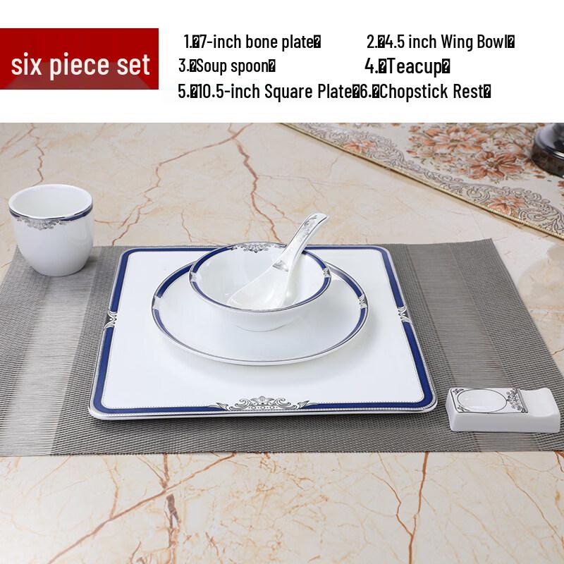 Elegant Blue Ceramic Tableware Set