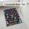 Christmas Theme Crystal Velvet Rug Personalized Custom Name Text Soft Floor Mat Home Decor
