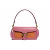 Tabby 26 Color Block Flap Adjustable Detachable Shoulder Strap Leather Bag Women Handbags Purple Orange 76105-B4SB4