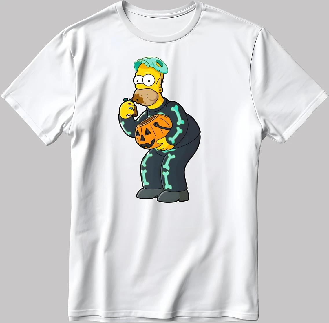 The Simpsons, Halloween drawing Short Sleeve White-Black Men/ Women T Shirt KA11 S