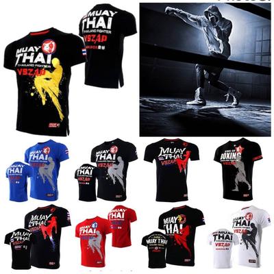 Camiseta Masculina Muay Thai Kickboxing Boxe MMA Arte Marcial Mista Verão Respirável Secagem Rápida Camisetas Corrida Fitness Esportes Manga Curta